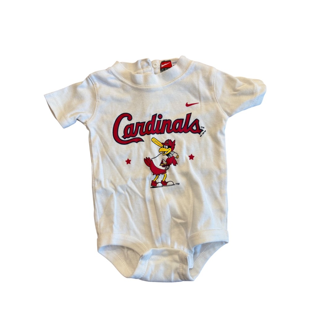 Nike St Louis Cardinals MLB Baby Onesie Bodysuit White Mascot Fredbird 3-6M